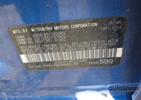 2015 Mitsubishi Lancer Es из США, поврежденный, VIN JA32U2FU0FU019442